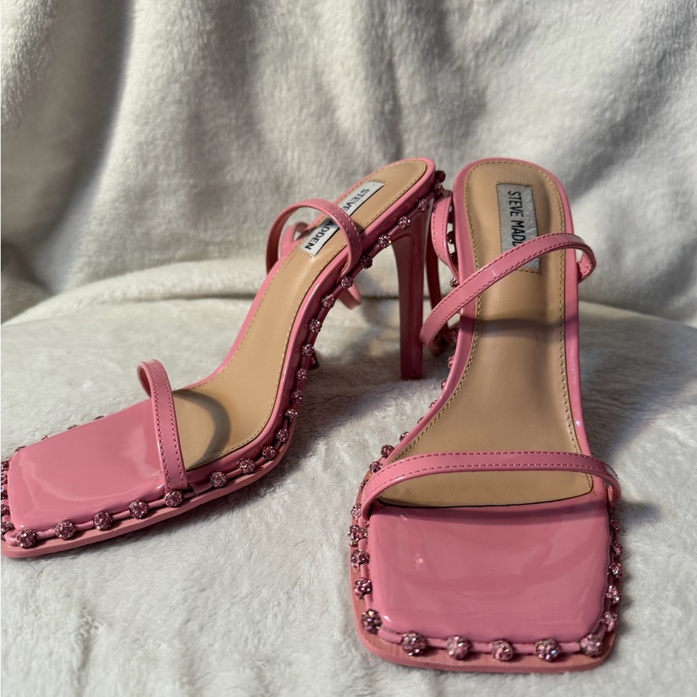 Steve Madden Pink Embellished Strappy Heels
